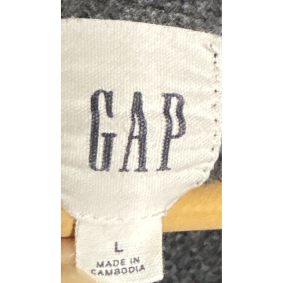 Gap Full Zip Hoodie Large Y2K‎ Spellout Logo Sweatshirt Gray Grunge Classic - Picture 3 of 6